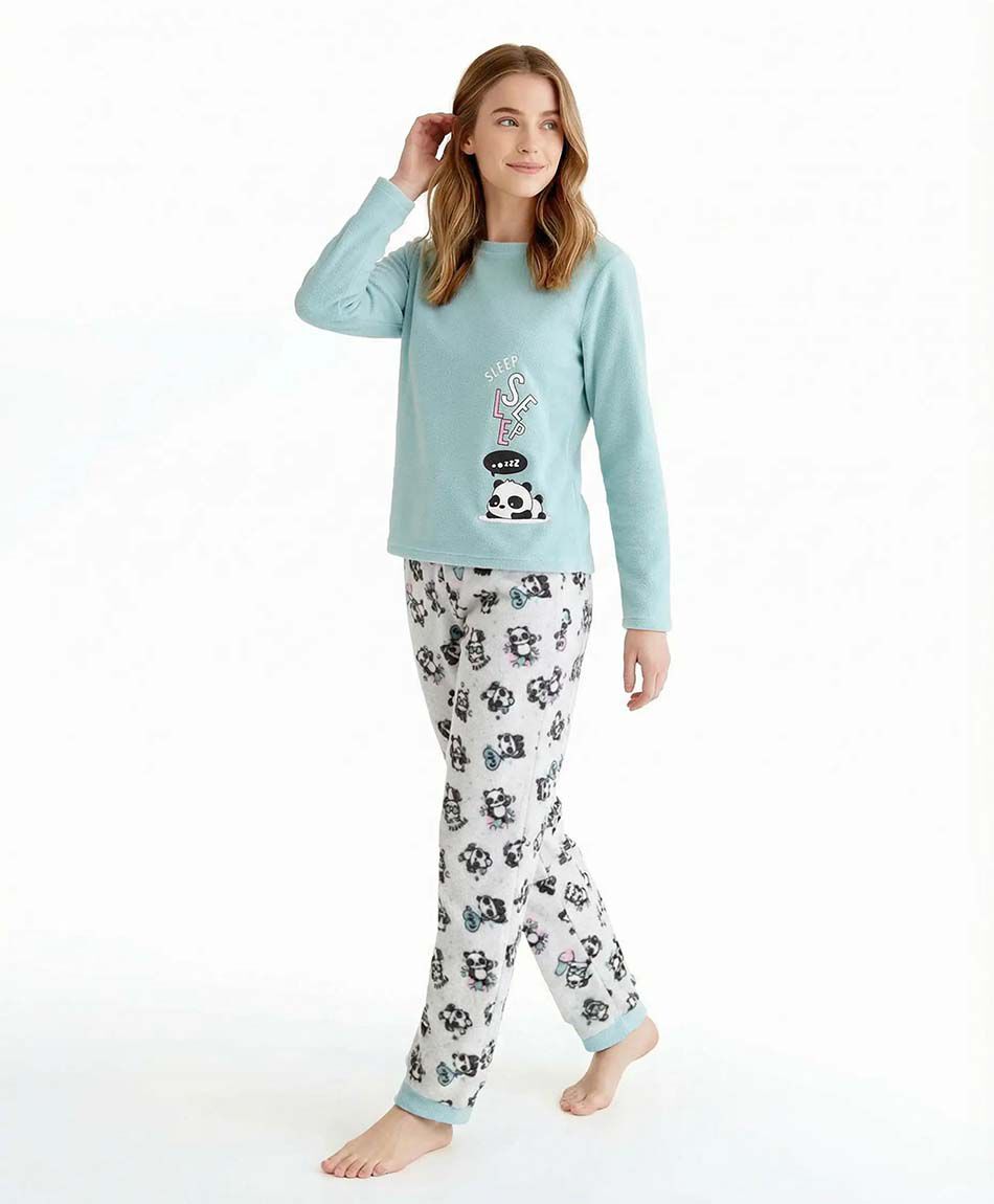 Pijama mujer polar panda letras