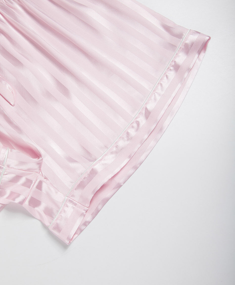 Pijama mujer camisero  sat&iacute;n rayas rosado