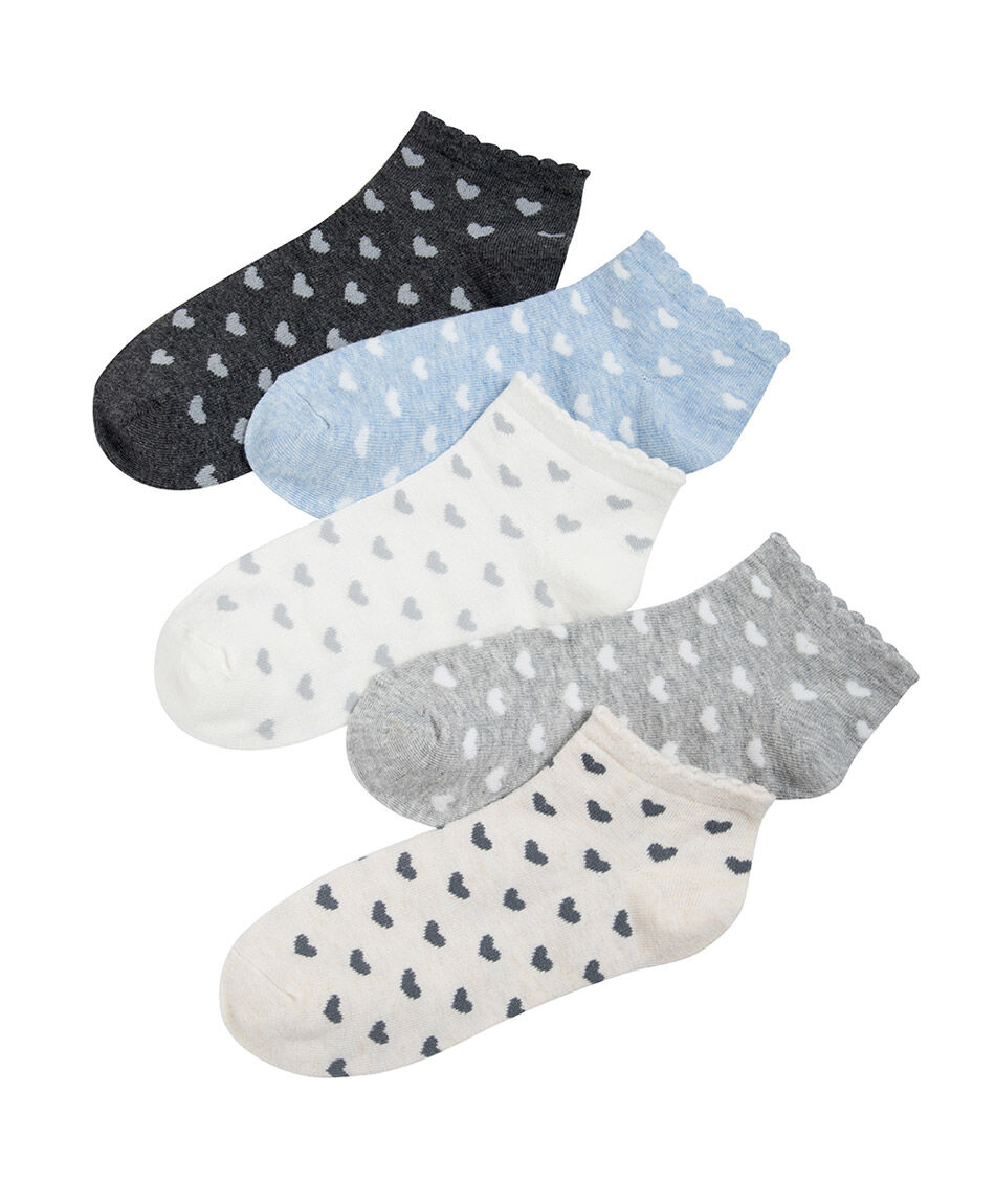 Pack 5 calcetines mujer cortos corazones