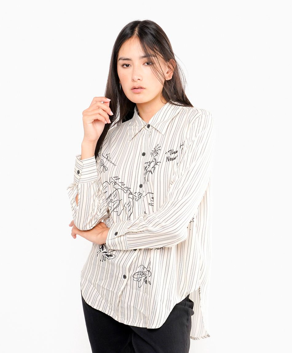 Camisa mujer estampado p&aacute;jaros