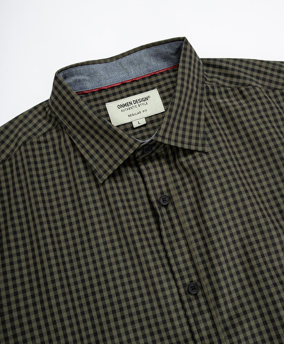 Camisa hombre manga larga cuadros green