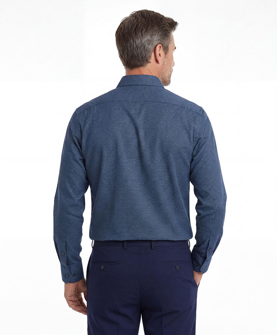 Camisa hombre mini print azul