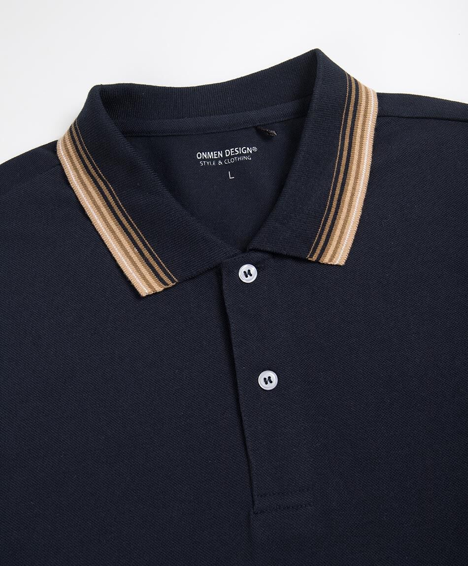 Remera hombre polo l&iacute;neas beige