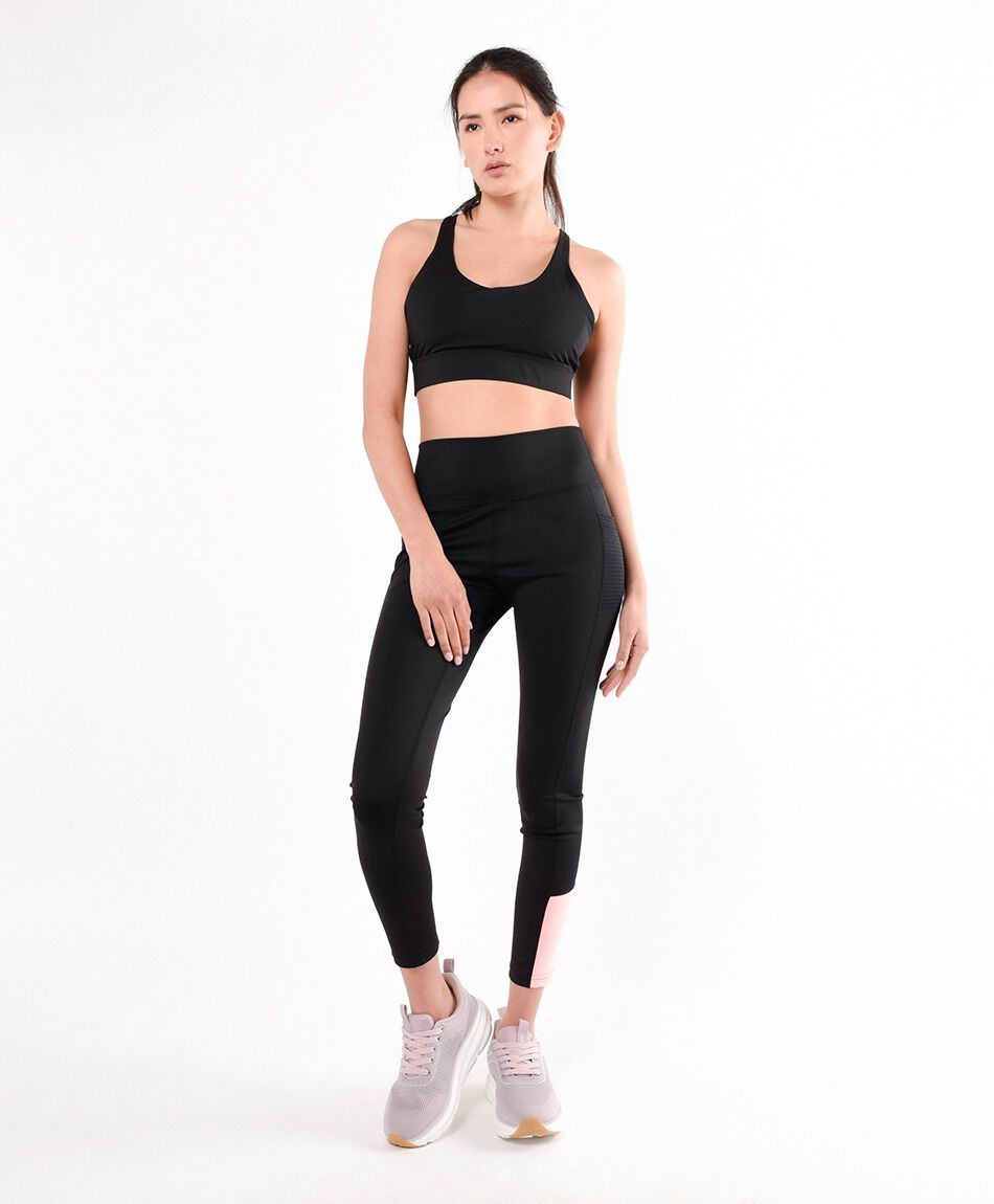 Calza deportiva mujer franja rosa