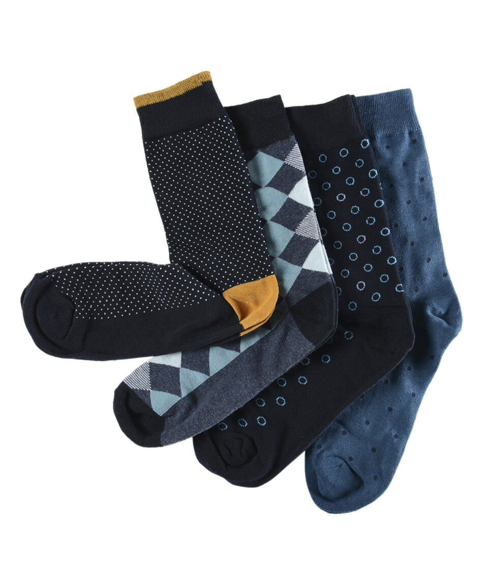 Pack 4 calcetines hombre puntos y rombos