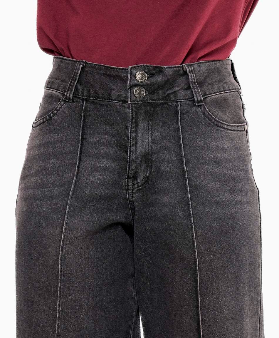 Jeans mujer alforza negro
