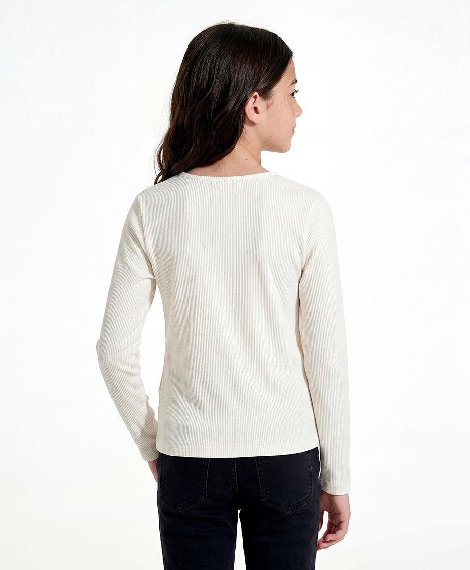 Remera ni&ntilde;a botones white