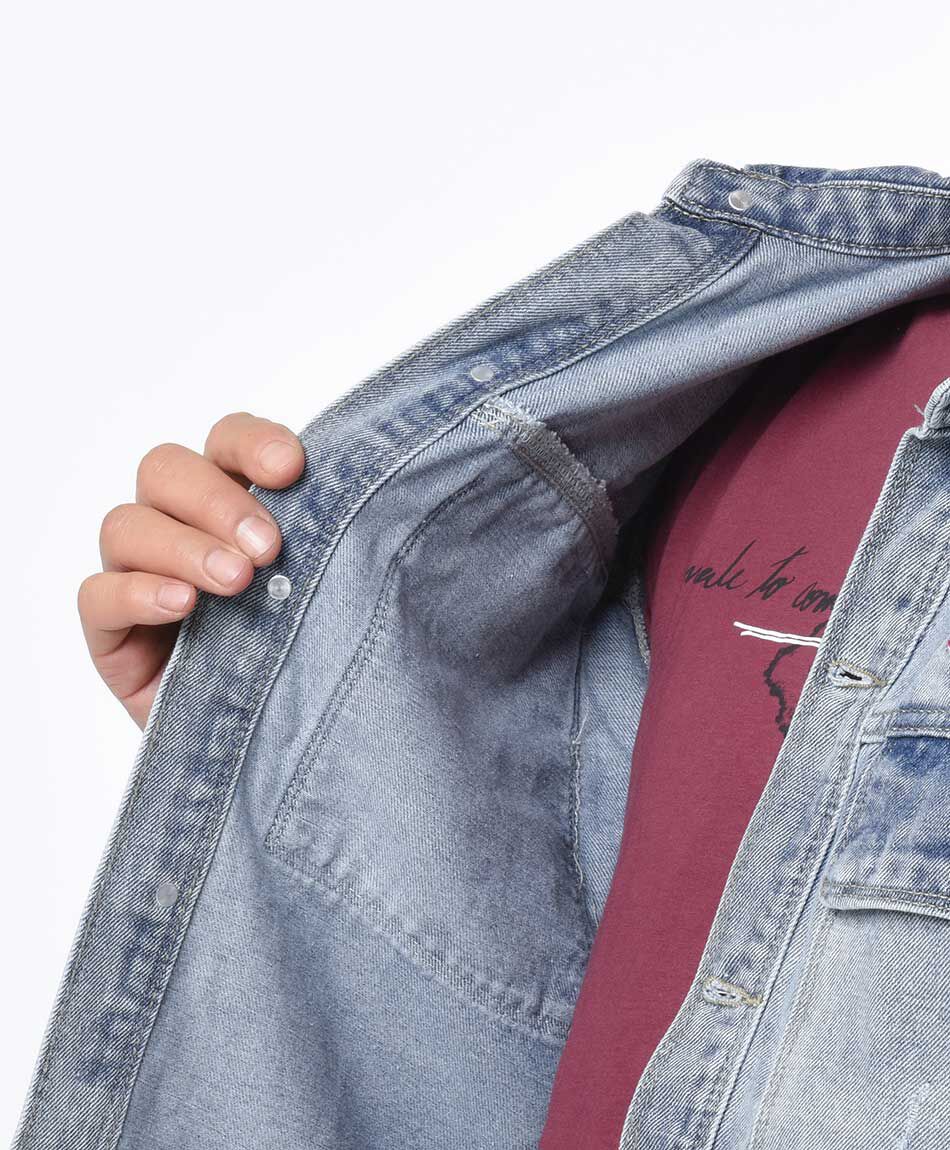 Chaqueta hombre denim doble estampado