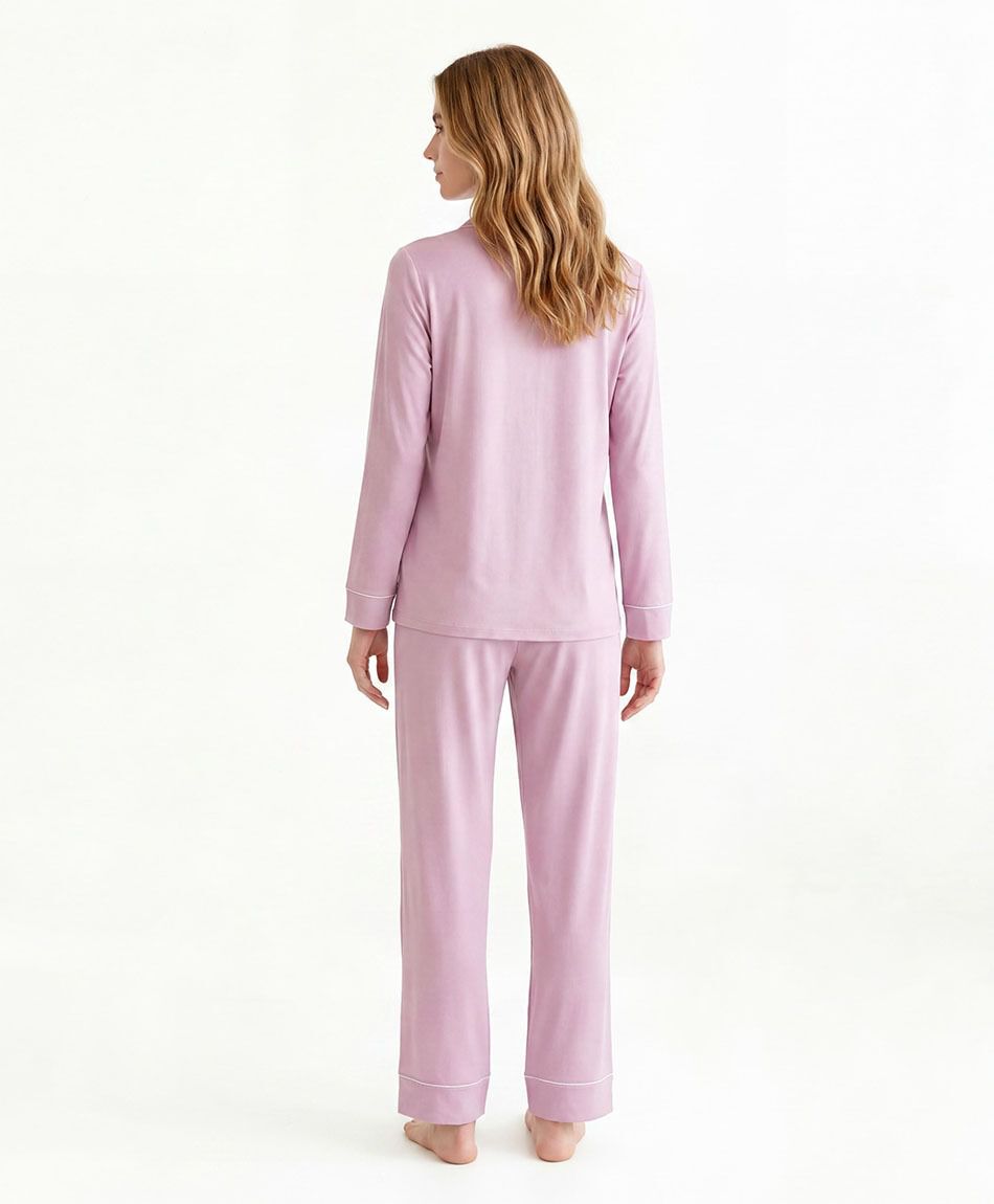 Pijama mujer camisero rosado