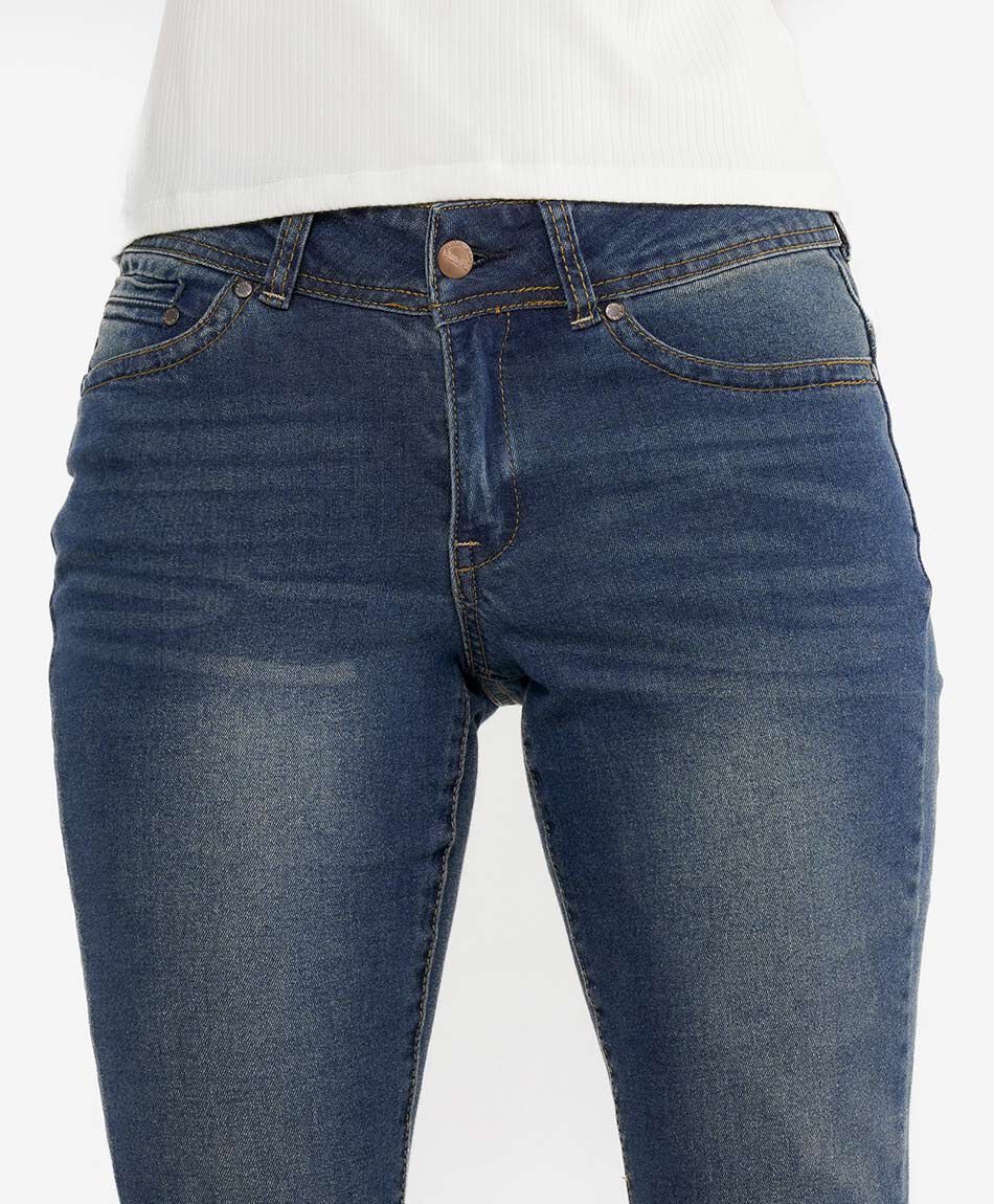 Jeans mujer botones en pretina flare