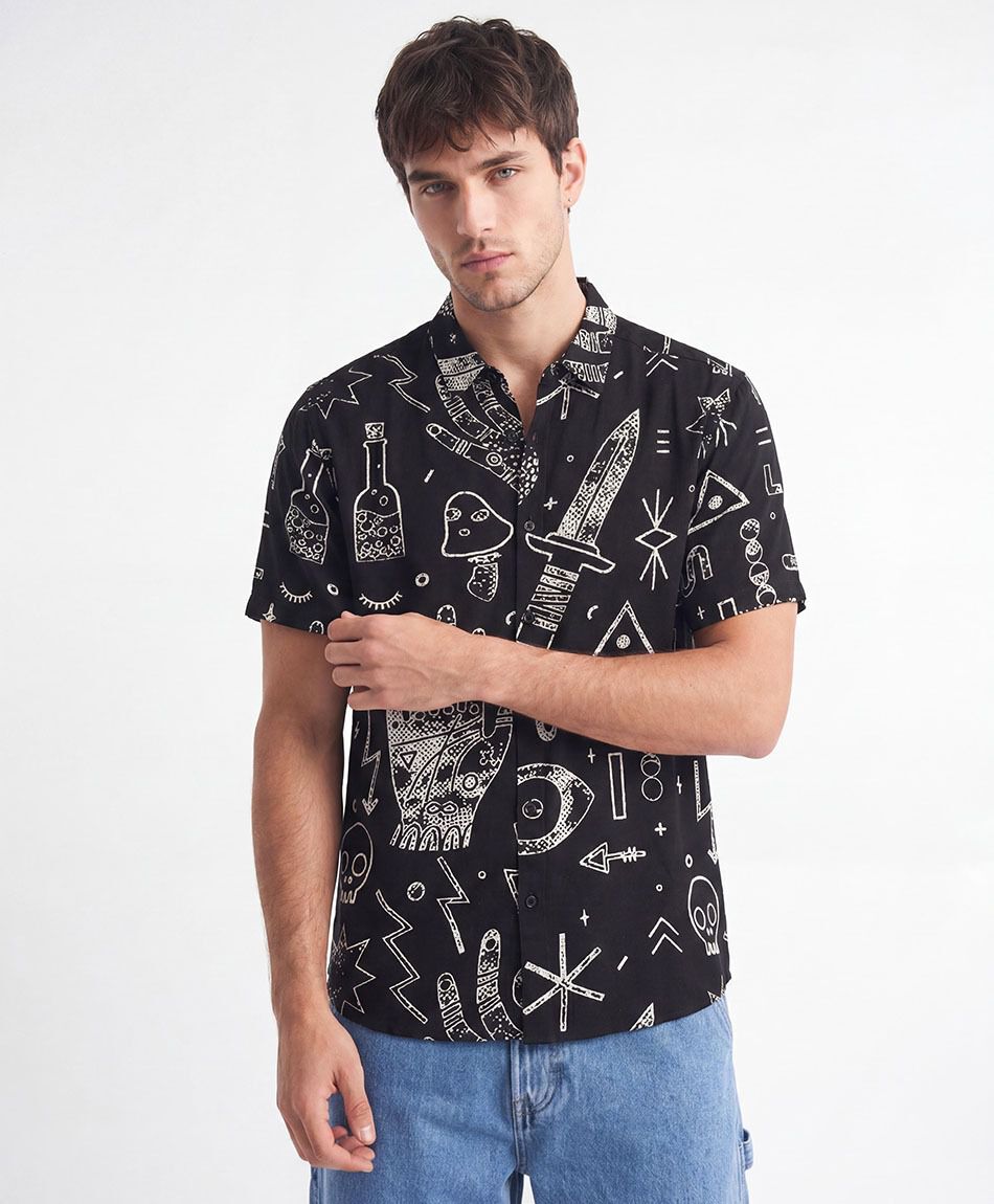 Camisa hombre dibujos viscosa