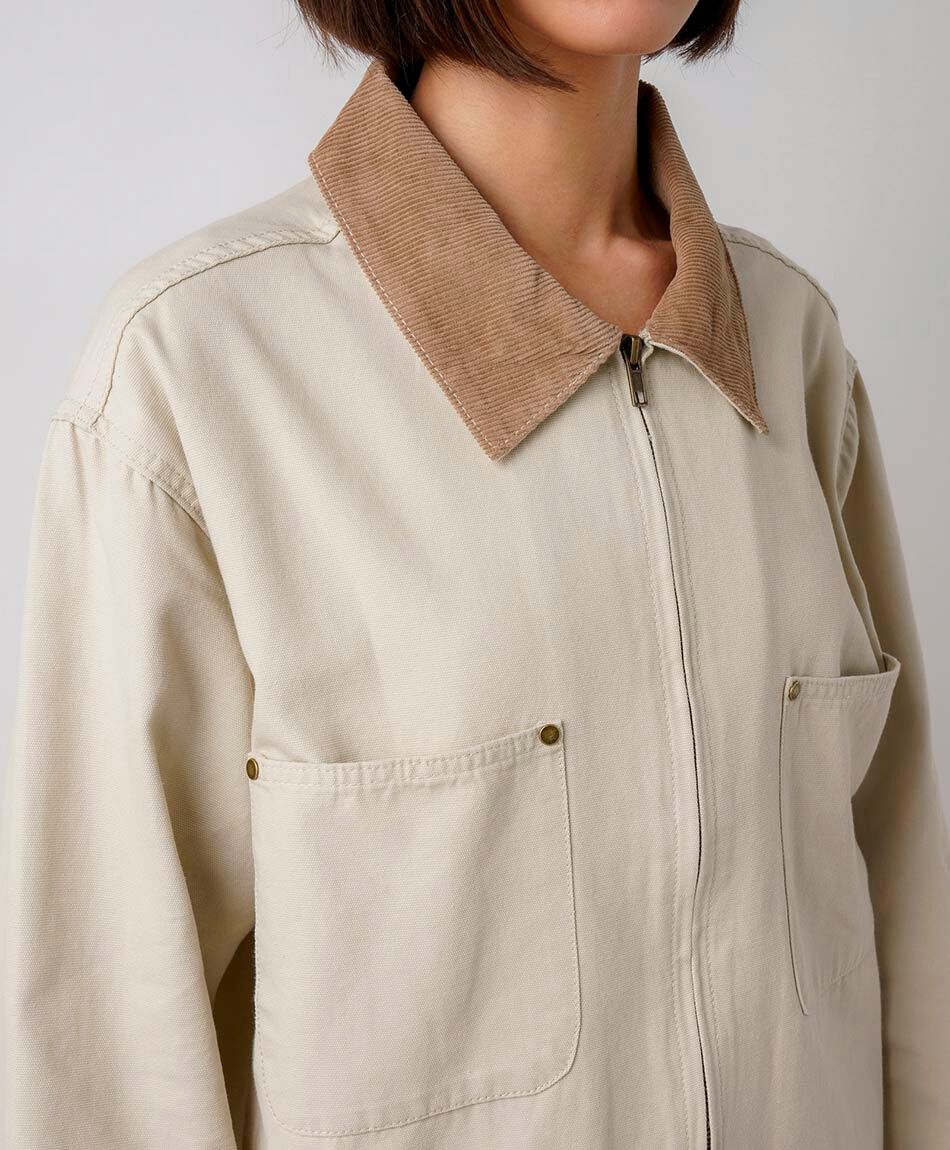 Campera mujer canvas cuello corderoy