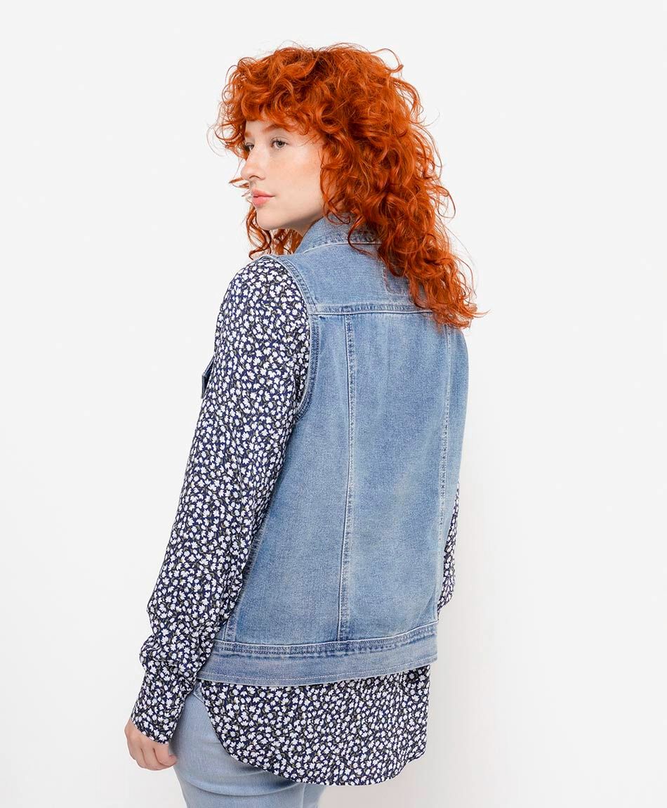 Vest mujer denim bolsillos