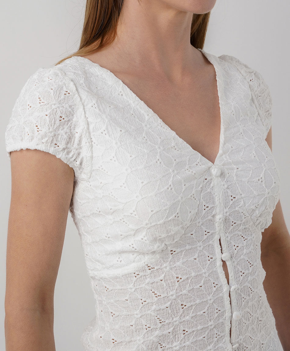 Camisa mujer encajes botones