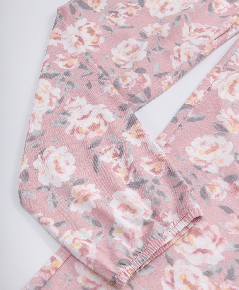 Pijama mujer pantal&oacute;n floreado pink