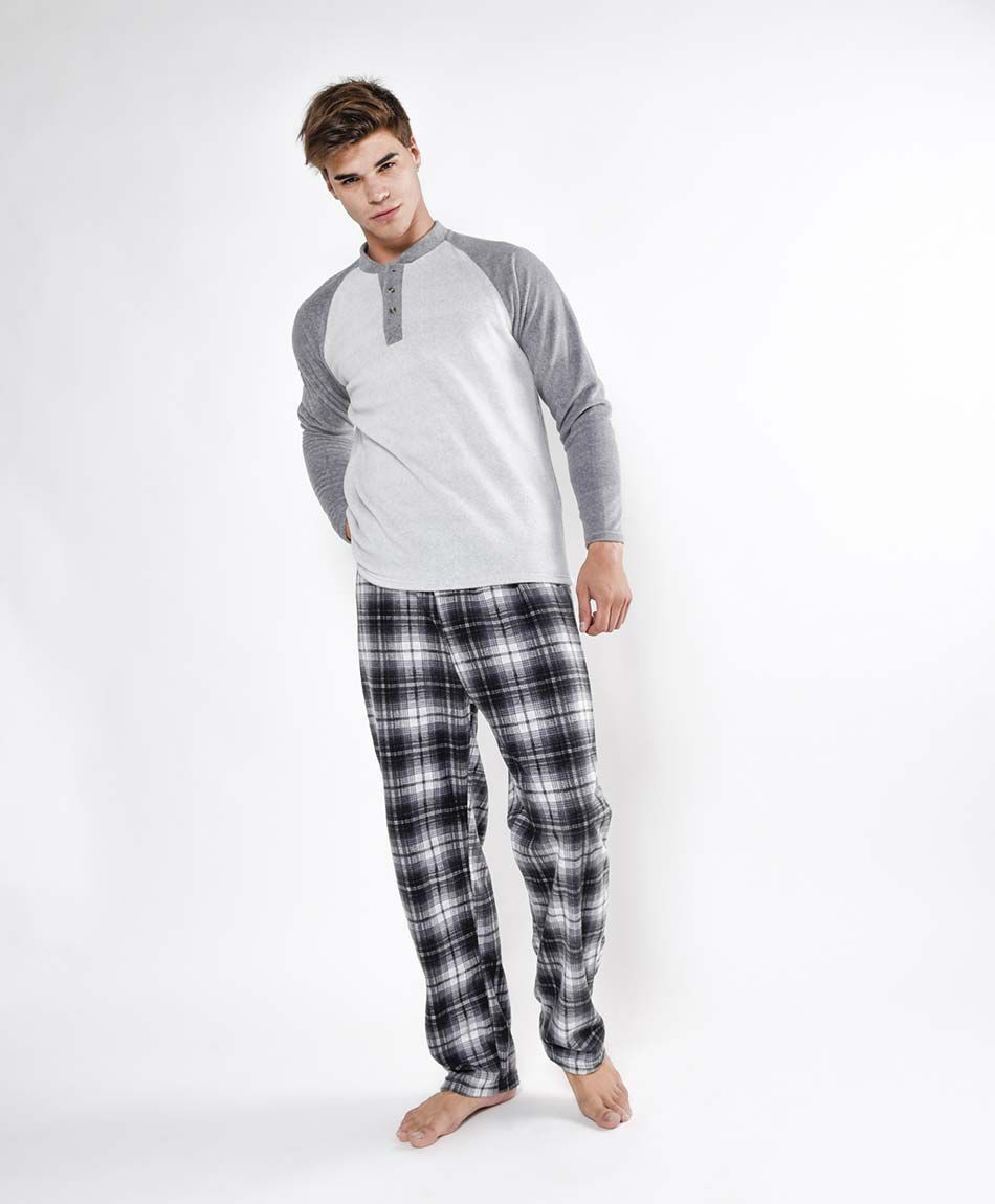 Pijama hombre polar cuadros 2 piezas