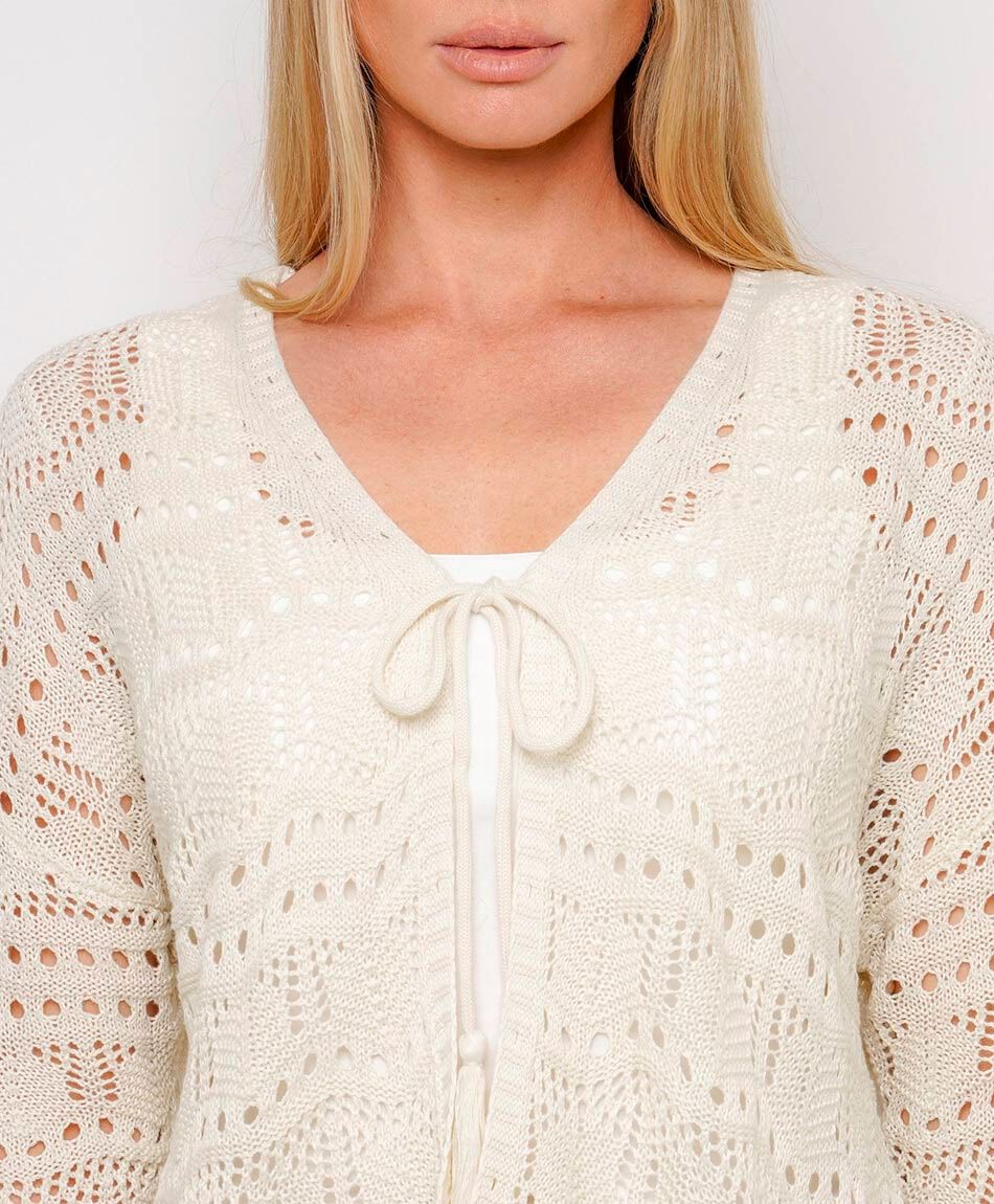 Cardigan mujer encaje lazo