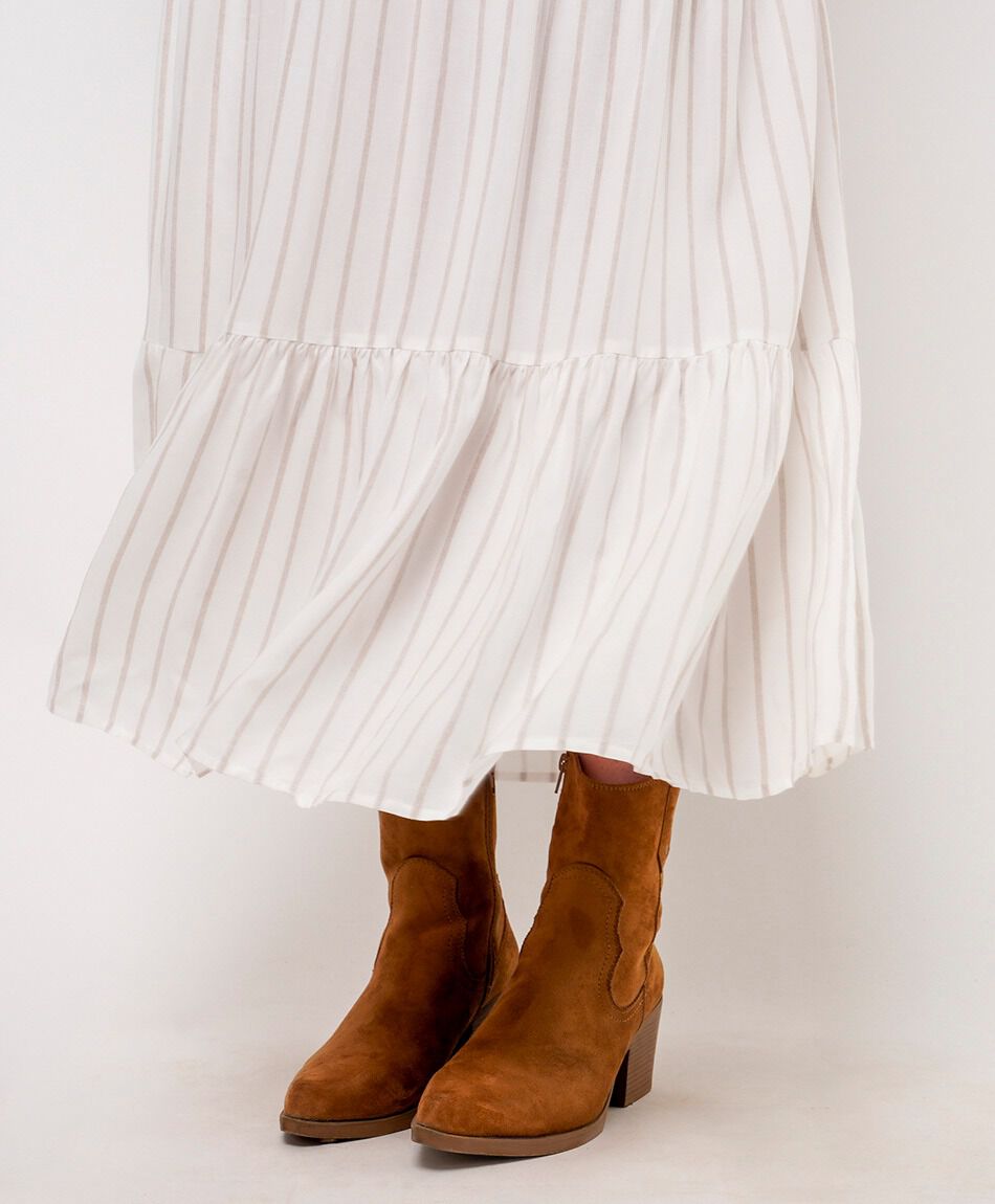 Vestido mujer rayas pretina cintura