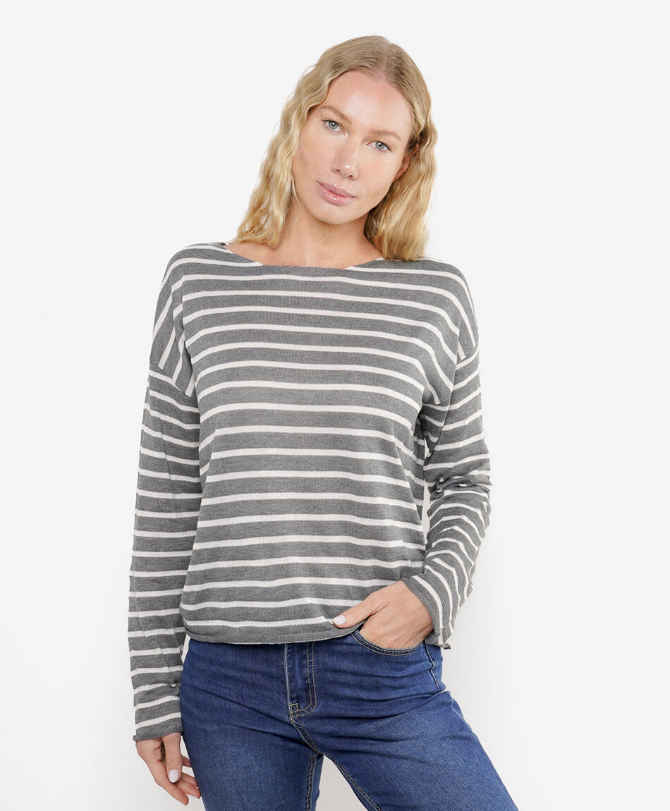 Remera mujer l&iacute;neas cuello amplio