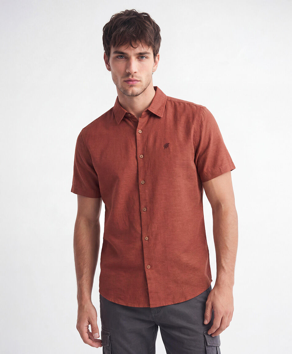 Camisa hombre lino bordado