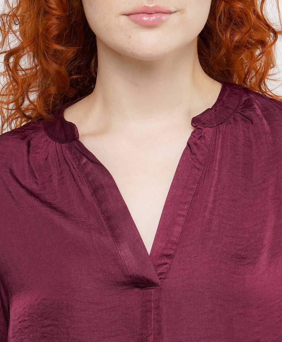 Camisa mujer satinada burdeo