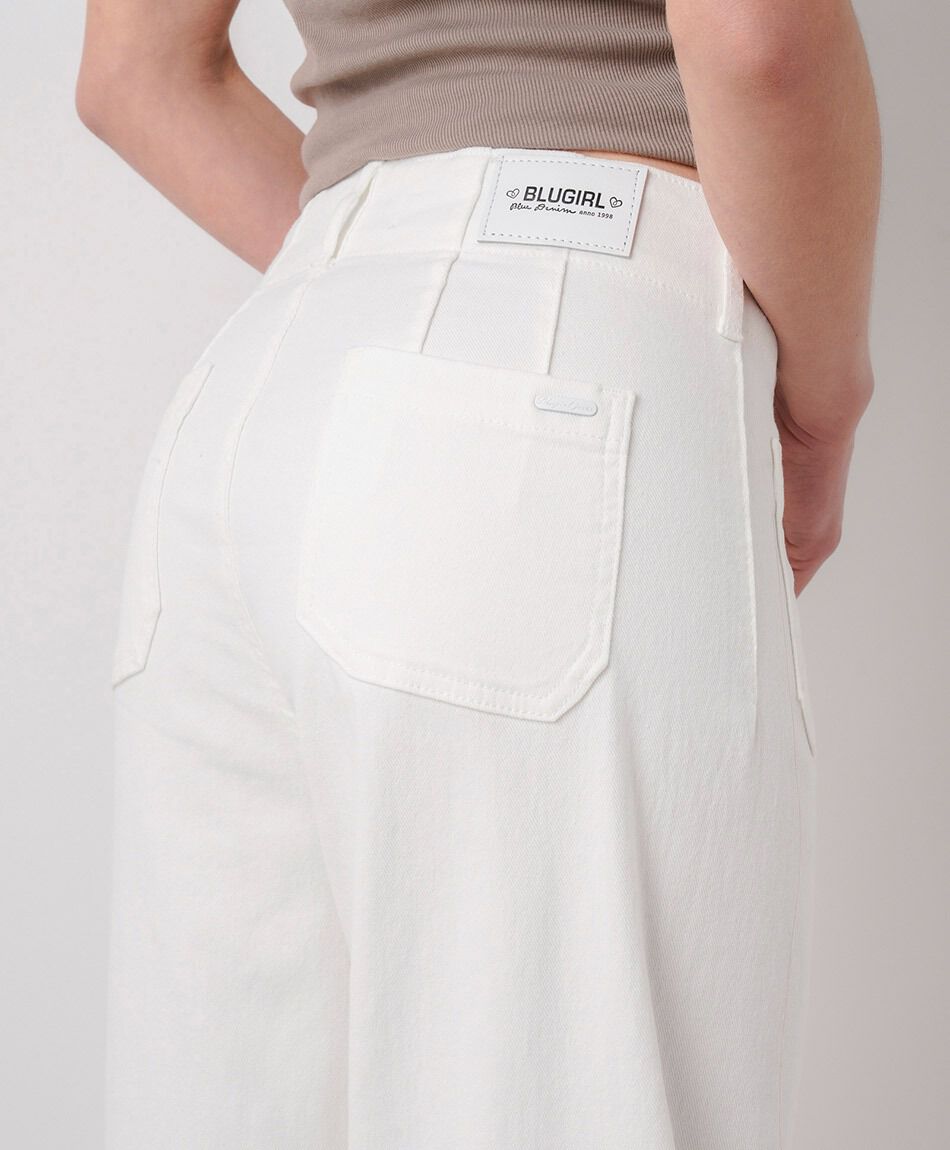 Jeans mujer wide leg blanco
