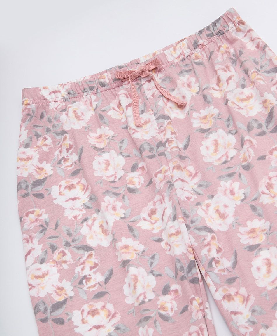 Pijama mujer pantal&oacute;n floreado pink