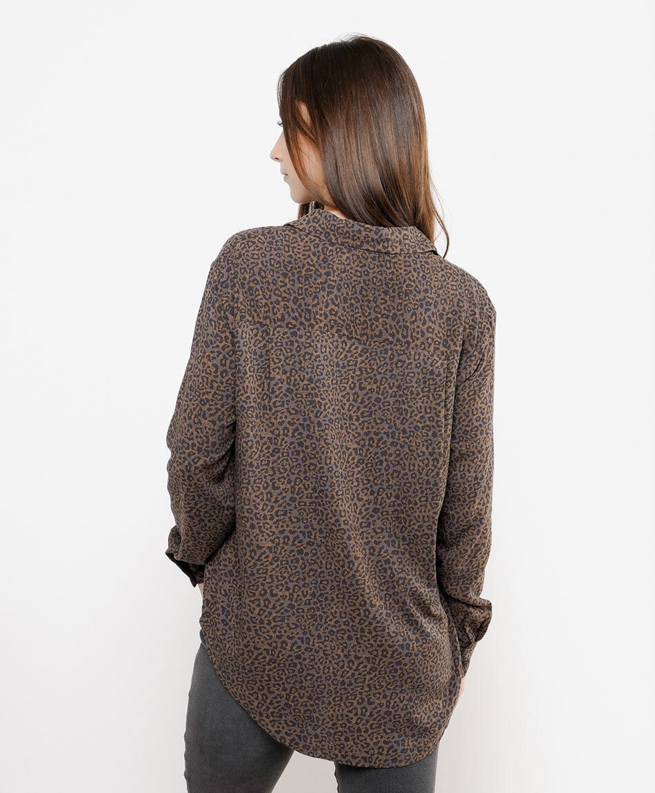 Camisa mujer animal print larga