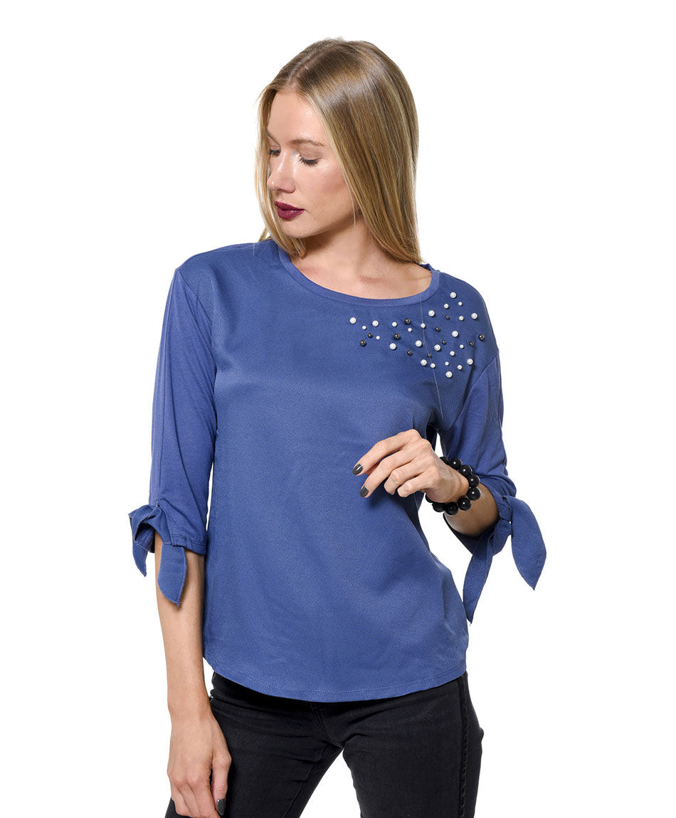 Blusa mixta perlitas