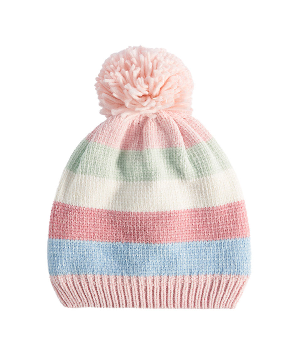 Gorro infantil l&iacute;neas pomp&oacute;n
