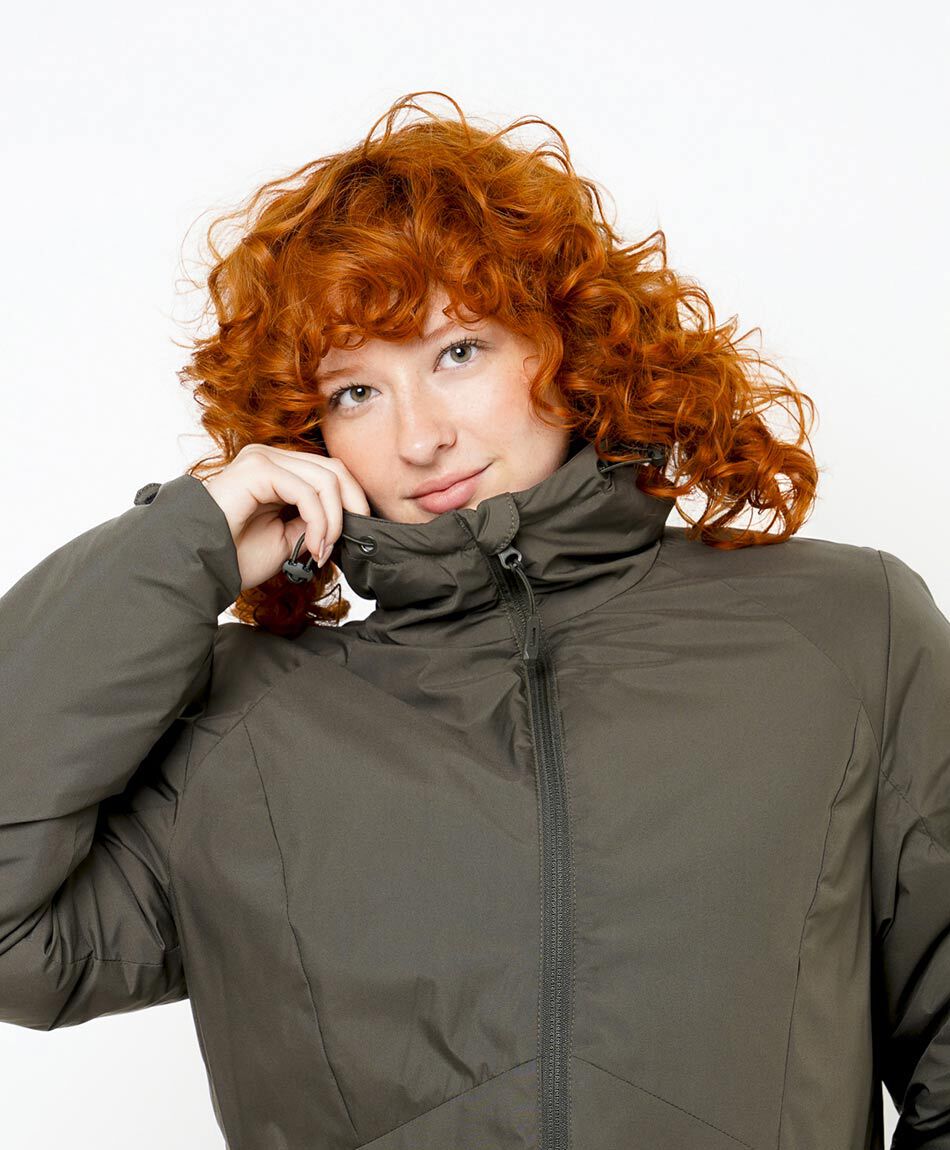 Parka mujer larga lisa verde