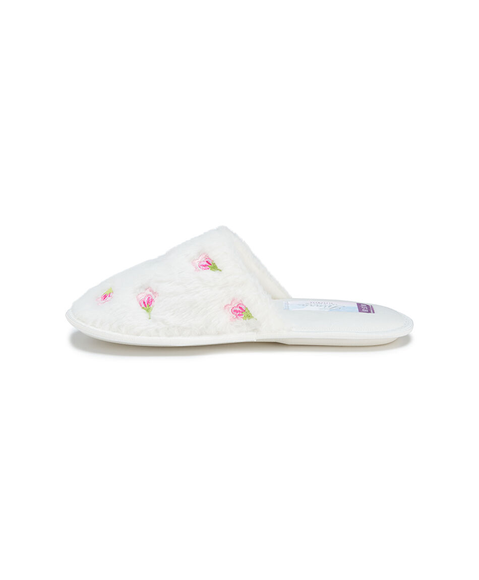 Pantufla mujer flor bordada