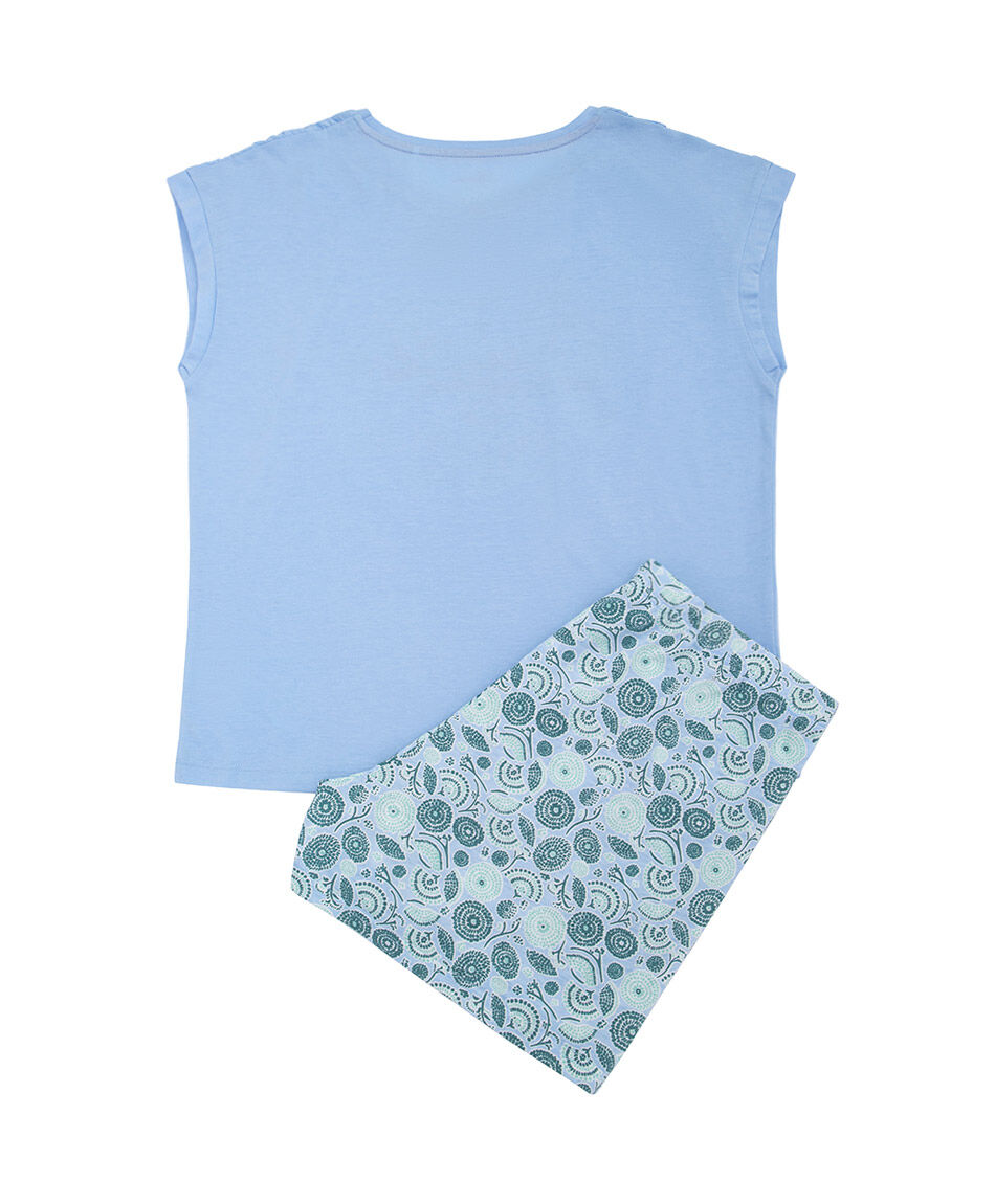 Pijama mujer sin mangas celeste