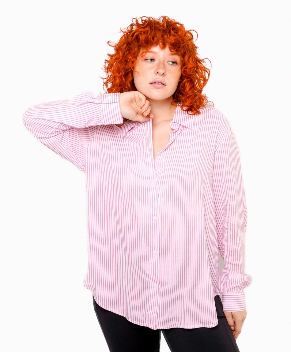 Camisa mujer dise&ntilde;o rayas pink
