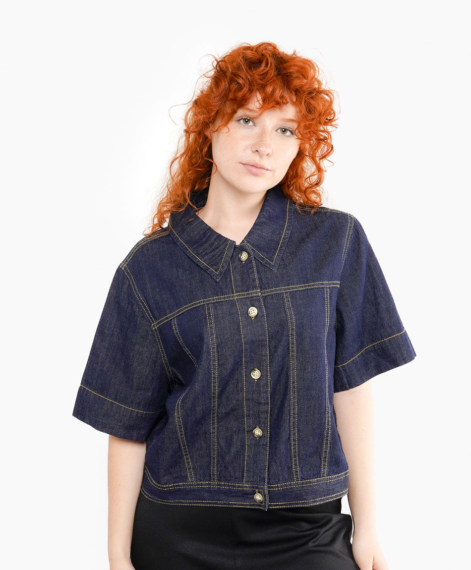 Camisa mujer denim manga corta