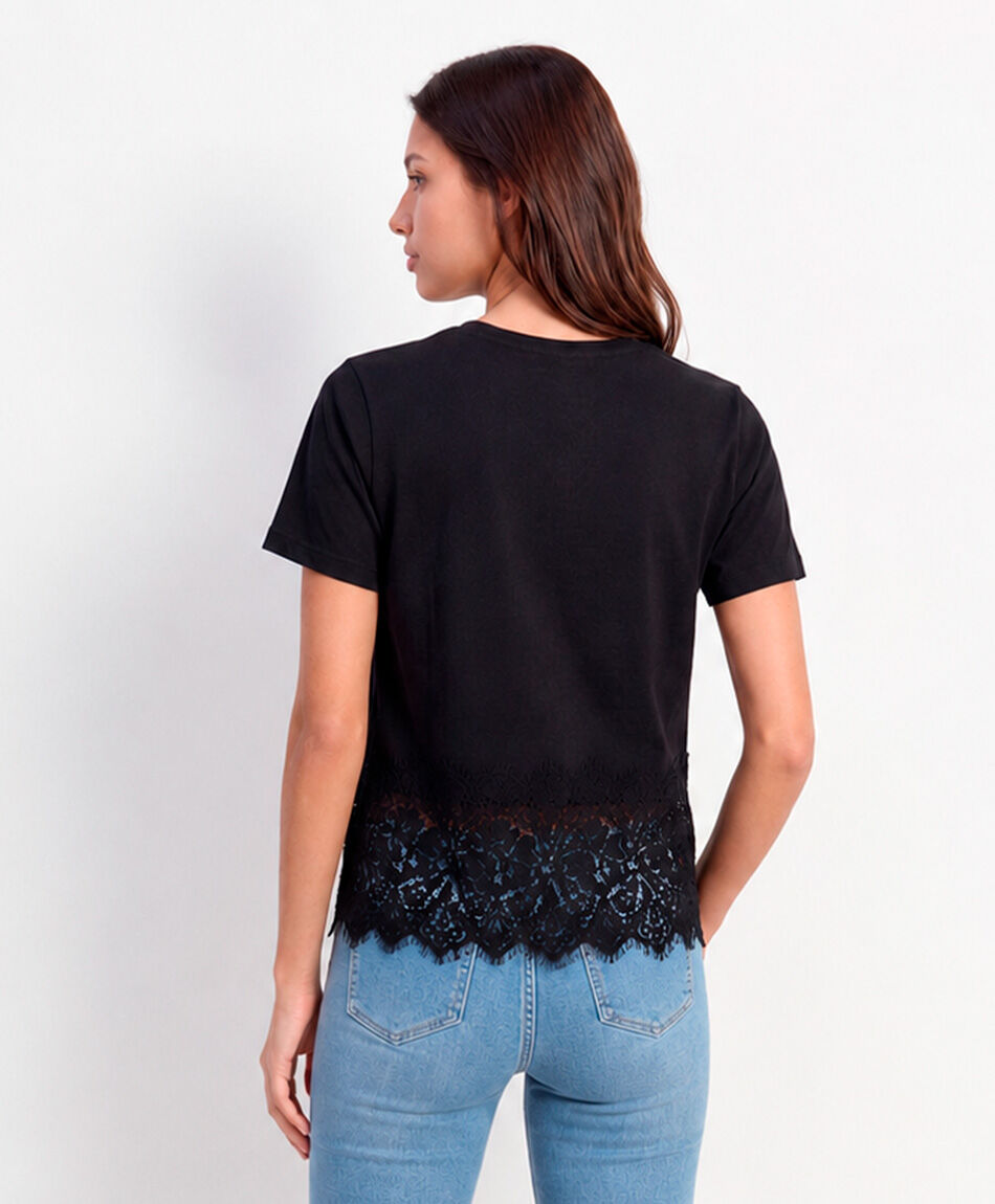 Remera mujer basta encaje colores