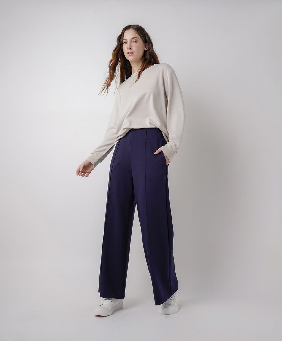 Pantal&oacute;n mujer costuras azul
