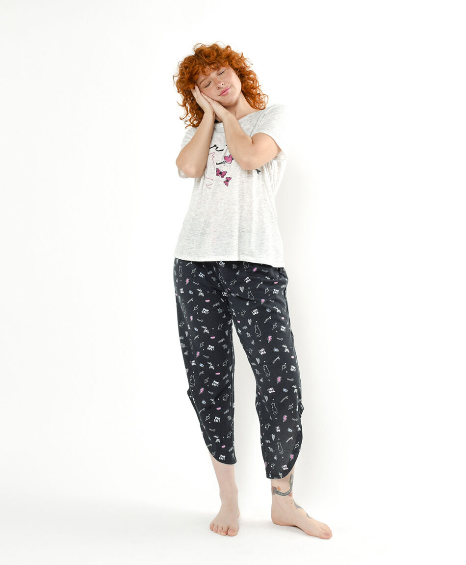 Pijama mujer gatito capri