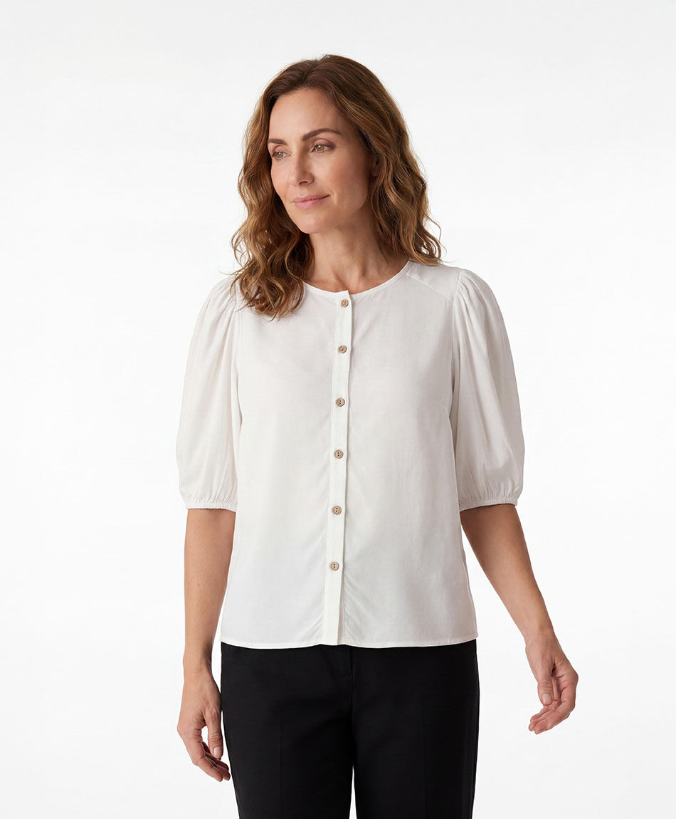 Camisa mujer botones manga globo