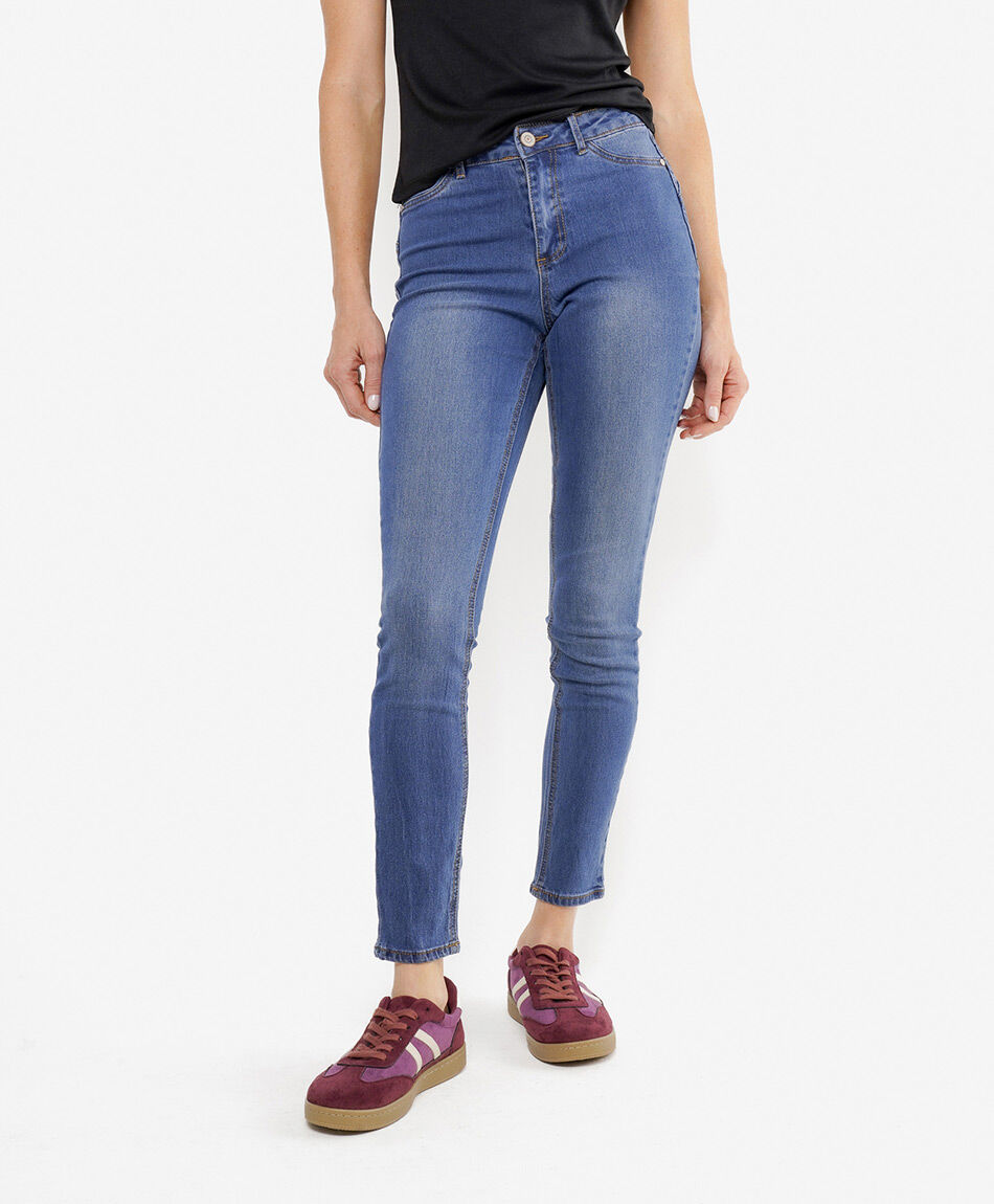 Jeans mujer tiro alto cl&aacute;sico skinny fit