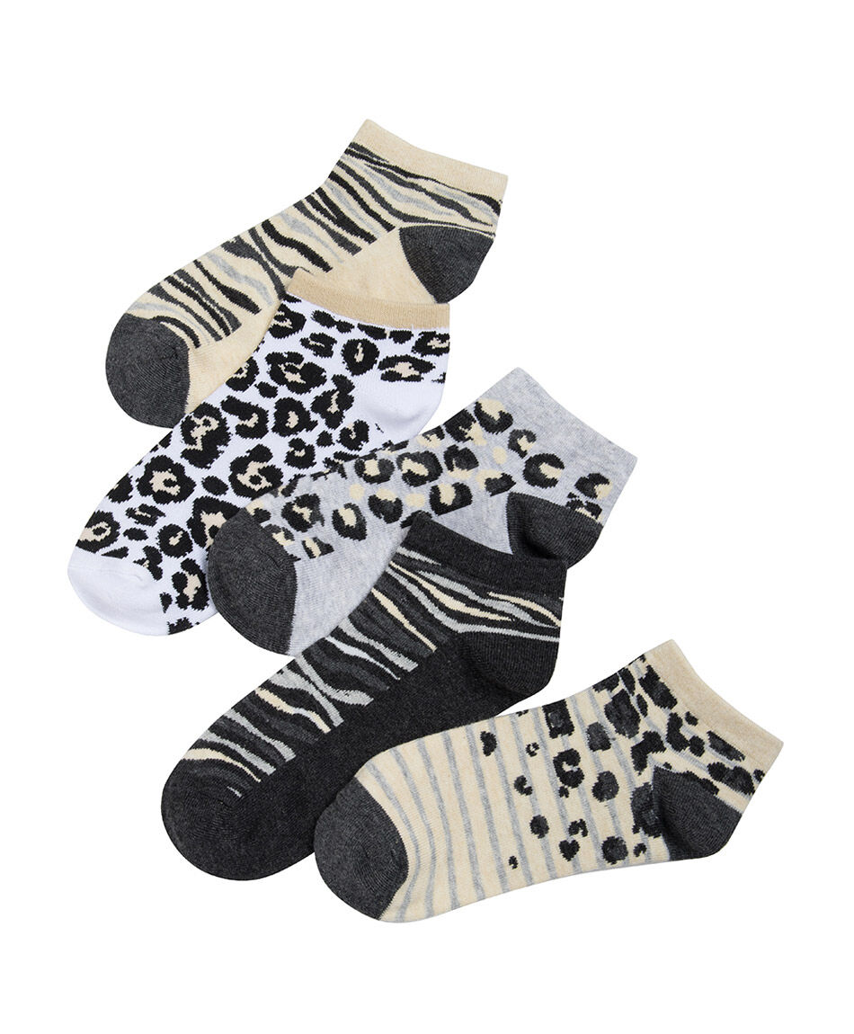 Pack 5 medias mujer cortos animal print