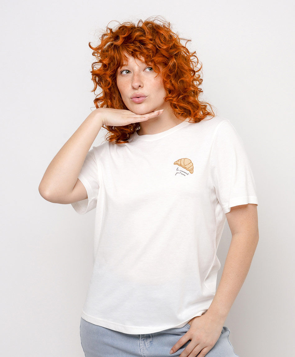 Remera mujer estampado croissant