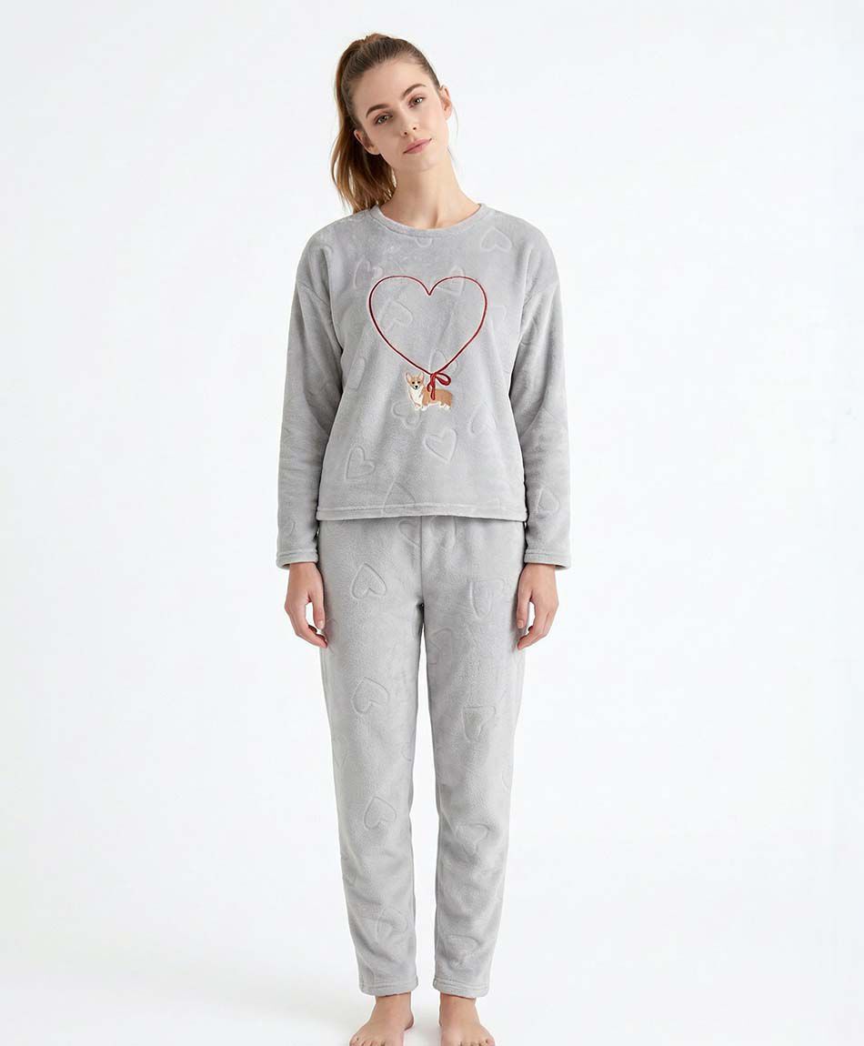 Pijama mujer coral dog and heart