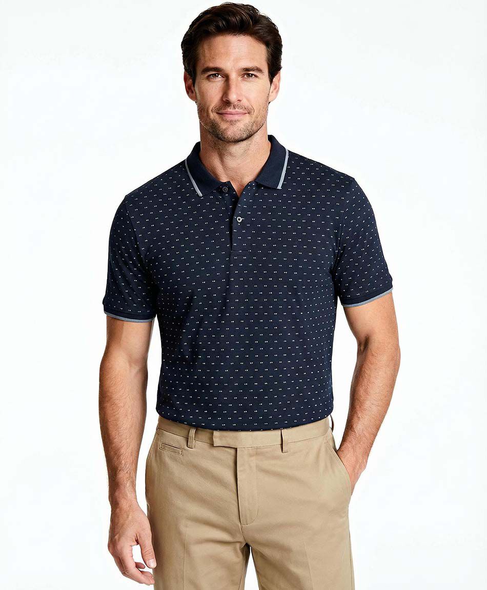 Remera hombre cuello polo azul navy