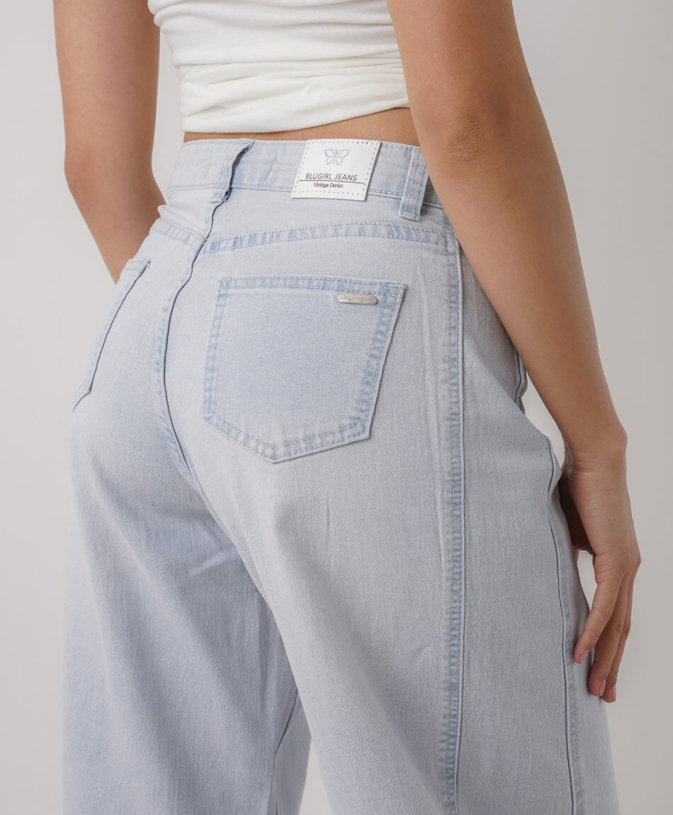 Jeans mujer wide leg flores crochet