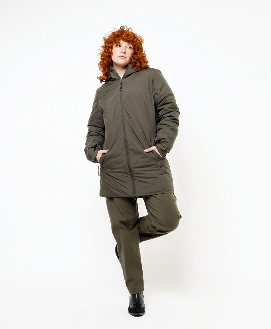 Parka mujer larga lisa verde