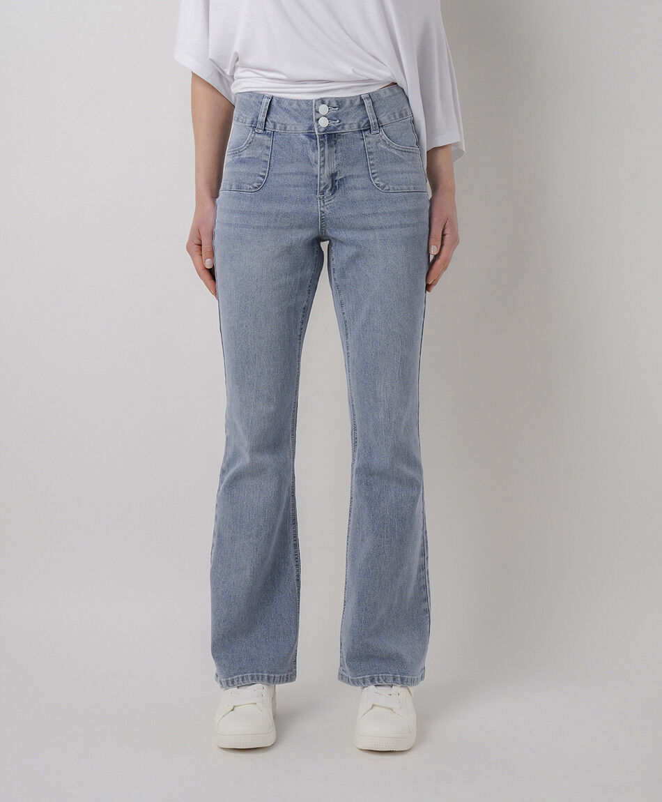 Jeans mujer flare bordado