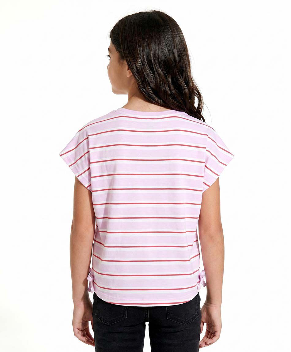 Remera ni&ntilde;a l&iacute;neas lazos