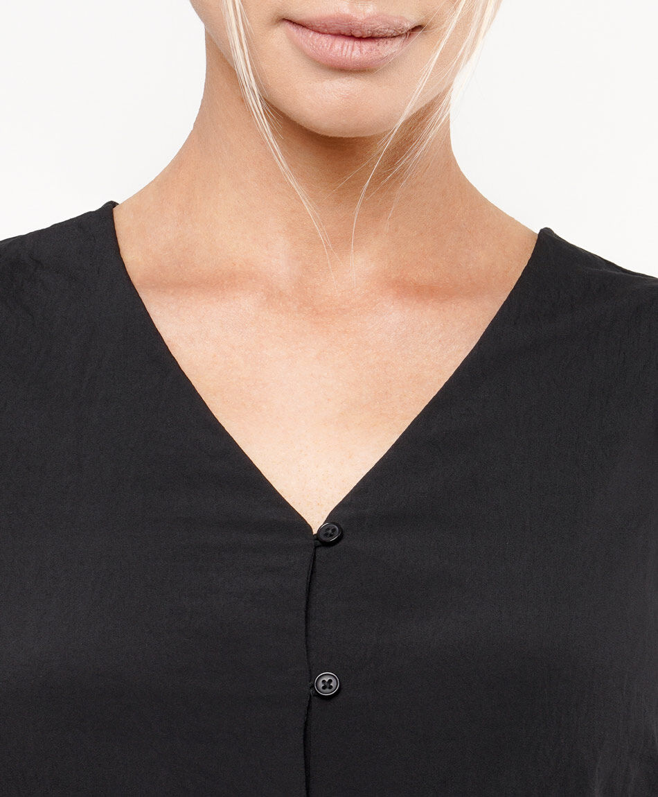 Camisa mujer manga globo negra