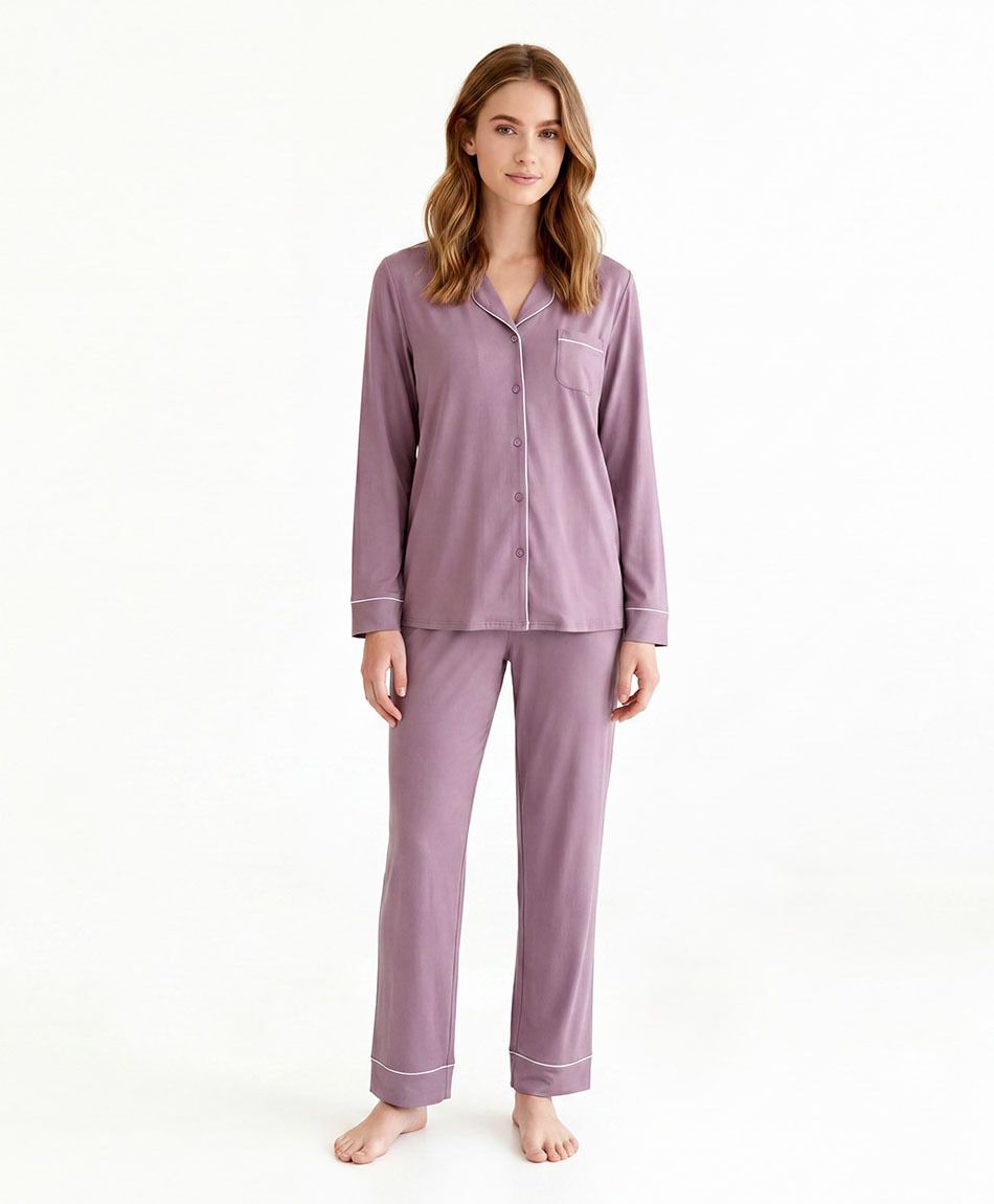 Pijama mujer camisero rosado oscuro